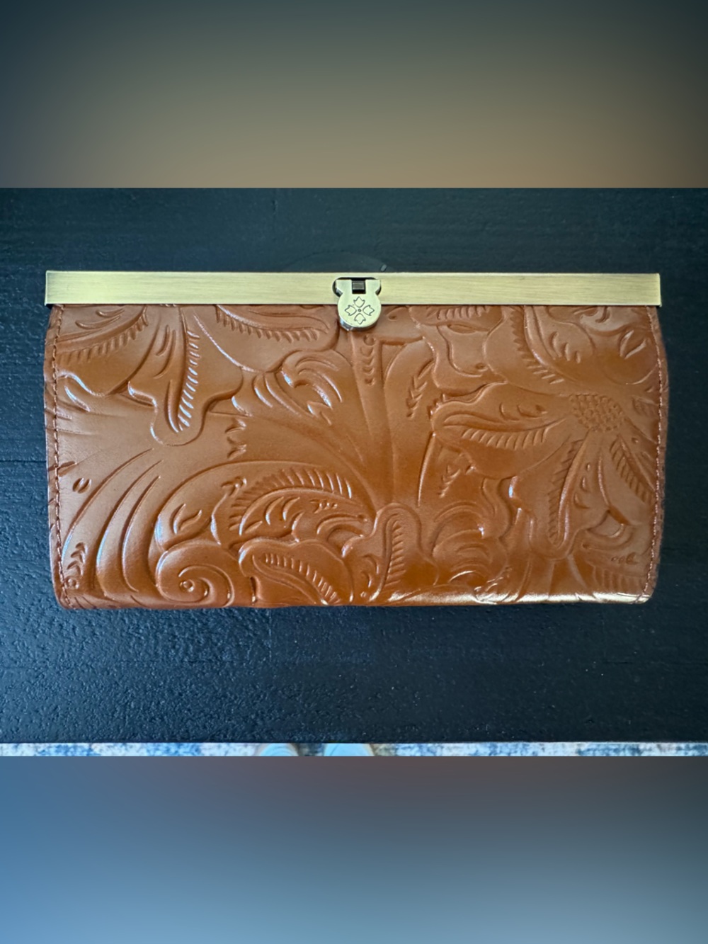 Patricia Nash Tooled Leather Clasp Wallet - Tan
